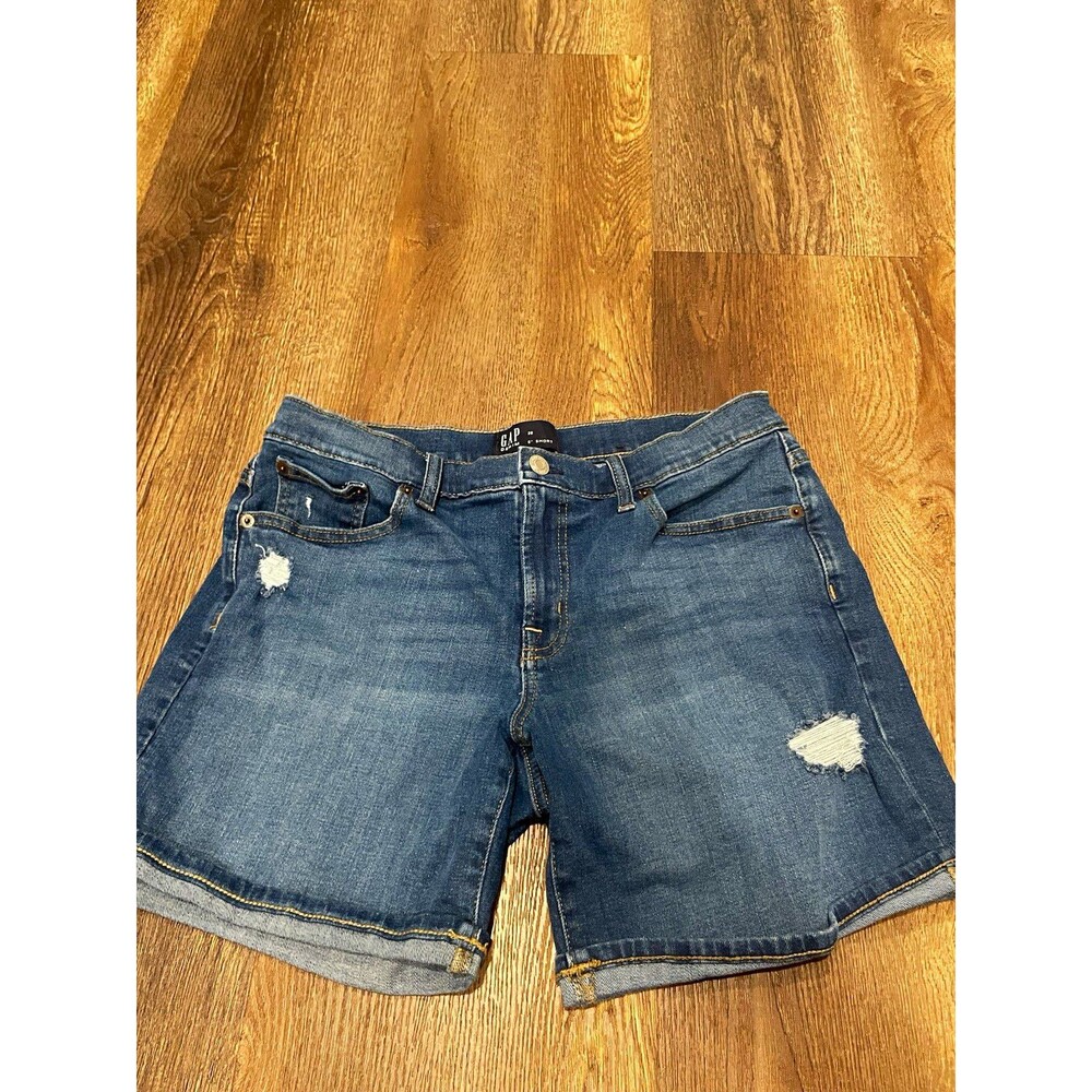Gap Women’s Denim Shorts Size 28 Blue Medium Wash Mid Rise 5" Pockets Button